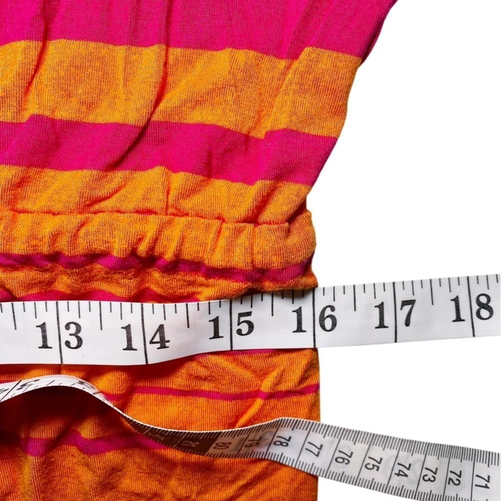 Calvin‎ Klein Striped Pink Orange Drawstring Waist Casual Dress - Picture 11 of 15
